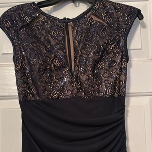 Elegant Navy Blue Lace Dress